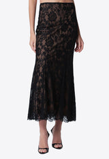 Self-Portrait Flounce Lace Midi Skirt Black PF26-032MSKPL/T_SELF-B