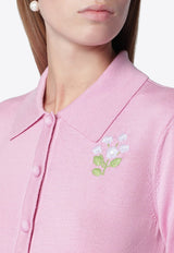 Self-Portrait Flower Embroidered Knit Cardigan Pink PF26-143CWO/T_SELF-P