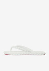 Christian Louboutin Super Loubi Studded Flip Flops White 1230961-W222-BIANCO