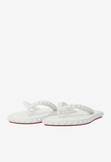 Christian Louboutin Super Loubi Studded Flip Flops White 1230961-W222-BIANCO