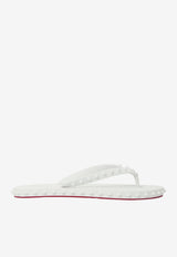 Christian Louboutin Super Loubi Studded Flip Flops White 1230961-W222-BIANCO
