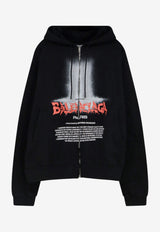 Balenciaga The Door Zip-Up Printed Hoodie Black 850338TUVQ91000_BLACK_70166715