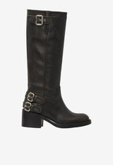 Chloé Dakota 60 Brushed Leather Biker Boots Black CHC25A12ESY--001