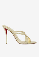 Christian Louboutin Mulazee Cross 100 Laminated Nappa Mules Gold 3260137-G306-PLATINE