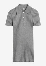 Toteme Cashmere Knit Polo T-shirt Gray 263WRT0835YA0293074_Grey melange_70027365