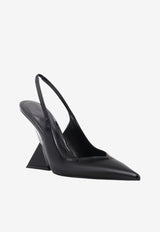 The Attico Cheope 105 Patent Leather Slingback Pumps Black 250WSH00779LBT002AA100_BLACK_70166697