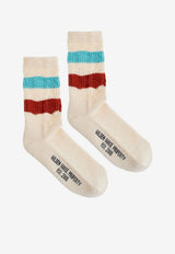 Golden Goose DB Distressed-Effect Ribbed Socks White GUP00883P000488_12402