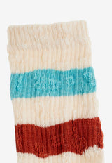 Golden Goose DB Distressed-Effect Ribbed Socks White GUP00883P000488_12402