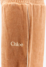 Chloé Logo Embroidered Velvet Pants Brown CH26AJP01188271_Smoked Ochre_70014846