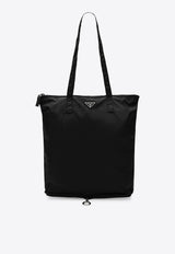 Prada Re-Nylon Tote Bag with Saffiano Leather Charm Black 1TT330K0Q/T_PRADA-F0002