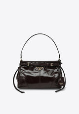 Prada Small Bonnie Hobo Bag in Calf Leather Brown 1BC297OOM2CYR/T_PRADA-F01D6