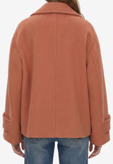 Chloé Oversized Double-Breasted Wool Coat Pink CH25WMA96272--6AG
