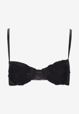 Elisabetta Franchi Bra Top with Sheer Back and Floral-Application Black RG00152E1_110
