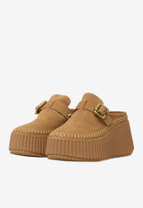 Chloé Nama Platform Wedge Mules Brown CH26A13CMS--207