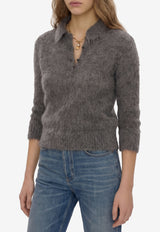Chloé Brushed Alpaca Polo Sweater Gray CH26AMP16720--013
