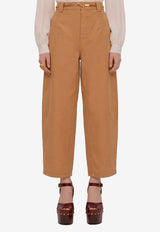 Chloé Barrel-Leg Canvas Pants Brown CH26APA19041--266