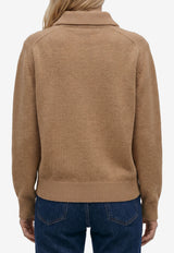 Khaite Jackson Wool Cashmere Polo Sweater Beige 18284534--910