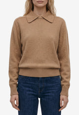 Khaite Jackson Wool Cashmere Polo Sweater Beige 18284534--910