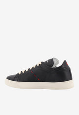Kiton Ciro Paone Leather Sneakers with Iconic Side Stitching Black USSA421N0151701NERO_Black_70014035