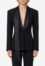 The Attico Single-Breasted Wool Tuxedo Blazer Black 261WCG00097-065AA-100