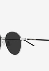 Saint Laurent Round Metal Sunglasses Gray 862857Y9973_8130