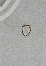 Brunello Cucinelli Logo Patch V-neck Vest Gray M29203607FCI807_NEBBIAPANAMA_70211135