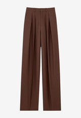 Saint Laurent Wide-Leg Pants in Wool and Mohair Chocolate 854457Y1N02_2019