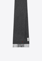 AMI PARIS Ami De Coeur Fringed Wool Scarf Gray USF705AW0047/T_AMI-A189