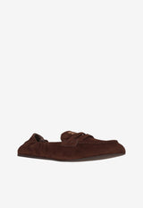 Miu Miu Logo Suede Leather Loafers Brown 5D341EFD005008_F0003
