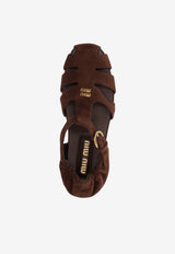 Miu Miu Suede Leather Sandals Brown 5E395EFD005008_F0003