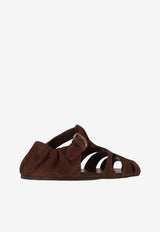 Miu Miu Suede Leather Sandals Brown 5E395EFD005008_F0003