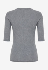 Brunello Cucinelli Cashmere-Blend Knit Top Gray M9A822200C072_CIOTTOLO_70211188