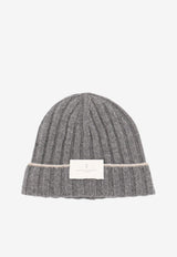 Brunello Cucinelli Ribbed Cashmere Beanie Gray M2240900CG316_GRIGIOSCUROSABBIA_70014687