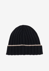 Brunello Cucinelli Ribbed Cashmere Beanie Black M2240900CB676_NEROBROWN_70014868