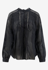 Isabel Marant Etoile Polda Linen-Blend Blouse Black HT0942FAD3J04E01BK_BLACK_70013798