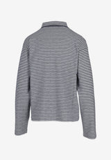 Miu Miu Striped Polo Sweater Blue MML06PSOOO195I_F0UB0