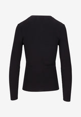 P.A.R.O.S.H Ribbed Crewneck Cardigan Black D520800CIPRIA26_013