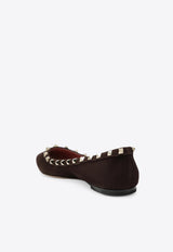 Valentino Rockstud Suede Ballet Flats Brown 9W2S0403CVB/T_VALE-0TO