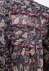 Isabel Marant Etoile Doane Printed Ruffled Blouse Multicolor HT0914FAD3J03EBKRY_BlackRaspberry_70014235