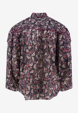 Isabel Marant Etoile Doane Printed Ruffled Blouse Multicolor HT0914FAD3J03EBKRY_BlackRaspberry_70014235