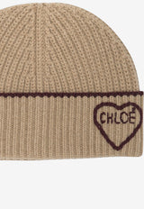 Chloé Heart Logo Knitted Beanie Beige CH26AKB03WCS218_d742a5e0-ca3d-4856-8a75-3cc1ca89ac5a