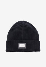 Dolce & Gabbana Logo Plaque Ribbed Knit Beanie Black GXK63TJEMQ5N0000_Black_70109183