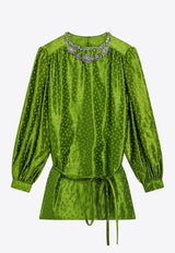Valentino Polka Dots Silk Blend Jacquard Mini Dress Green 9B3AEC40AB8/T_VALE-0LD