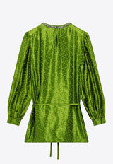 Valentino Polka Dots Silk Blend Jacquard Mini Dress Green 9B3AEC40AB8/T_VALE-0LD