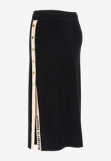 Elisabetta Franchi Knit Midi Skirt with Side-Bands Black GK27S61E2_685
