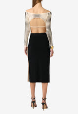 Elisabetta Franchi Jacquard Zebra Knit Bodysuit Beige BK79S61E2_E84
