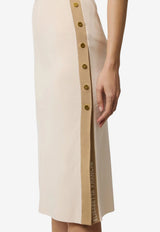 Elisabetta Franchi Knit Midi Skirt with Side-Bands Off-white GK27S61E2_U69