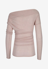 Elisabetta Franchi Asymmetrical Ruched Top Cream MD94B61E2_045