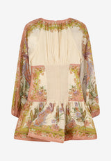 Zimmermann Indra Balloon-Sleeved Floral Mini Dress Multicolor 5515DSS262CTSF_Chartreuse Floral_70224385