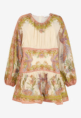 Zimmermann Indra Balloon-Sleeved Floral Mini Dress Multicolor 5515DSS262CTSF_Chartreuse Floral_70224385